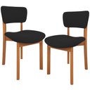 Ver imagem 1 de Kit 02 Cadeiras para Sala de Jantar Cozinha Living Estofada Dara L02 Suede Preto - Lyam Decor