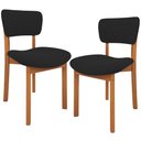Ver imagem 1 de Kit 02 Cadeiras para Sala de Jantar Cozinha Living Estofada Dara L02 Suede Preto - Lyam Decor