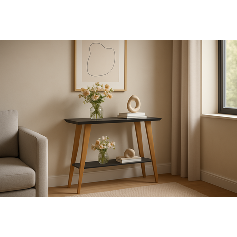 Aparador Monaco Pintura Uv Autobrilhante Pés Madeira Pinus:preto