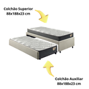 Ver mais imagens de Bicama Box Solteiro Linho Bege 88x188 com Dois Colchões Molas Ensacadas Adapto