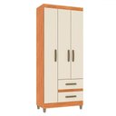 Ver imagem 2 de Guarda-roupa Solteiro Sole 3 Portas 2 Gavetas Cinamomo/off White - Pnr Móveis