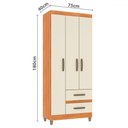 Ver imagem 4 de Guarda-roupa Solteiro Sole 3 Portas 2 Gavetas Cinamomo/off White - Pnr Móveis