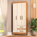 Ver imagem 1 de Guarda-roupa Solteiro Sole 3 Portas 2 Gavetas Cinamomo/off White - Pnr Móveis