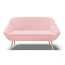 Ver imagem 7 de Namoradeira 02 Lugares Suede Rosa Bebê Pés Palito Natural