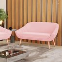Ver mais imagens de Namoradeira 02 Lugares Suede Rosa Bebê Pés Palito Natural