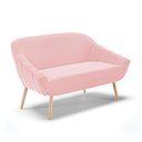 Ver imagem 1 de Namoradeira 02 Lugares Suede Rosa Bebê Pés Palito Natural
