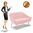 Ver imagem 3 de Namoradeira 02 Lugares Suede Rosa Bebê Pés Palito Natural