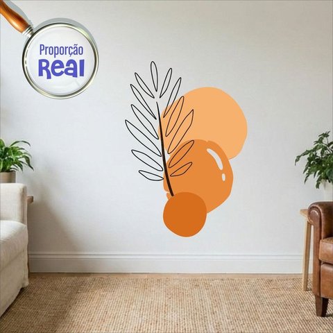 Adesivo Floral Boho Laranja Estilo Nórdico 100x69 Minimalista Mod.02