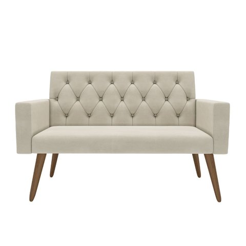Estilo na Recepção Kit Namoradeira + 2 Poltronas Capitonê Bege