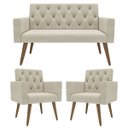 Ver imagem 5 de Estilo na Recepção Kit Namoradeira + 2 Poltronas Capitonê Bege