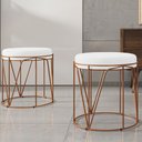 Ver imagem 3 de Kit 02 Puffs Decorativo Aramado Bronze Zaya L02 Corano Branco - Lyam Decor