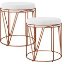 Ver imagem 1 de Kit 02 Puffs Decorativo Aramado Bronze Zaya L02 Corano Branco - Lyam Decor