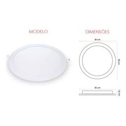 Painel Led Embutir 24w Branco Redondo 30x30 3000k Bivolt - 5
