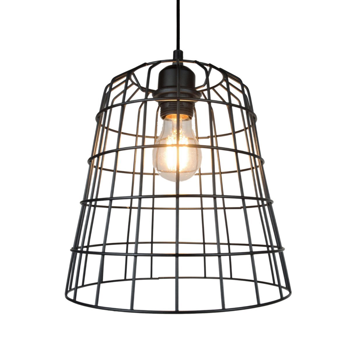 Luminária de teto aramado preto Basket com Lâmpada inclusa Treelux