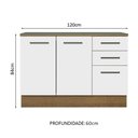 Ver imagem 2 de Balcão Multiuso 120cm 2 Portas 3 Gavetas Rustic/branco Agata Madesa Rustic/branco
