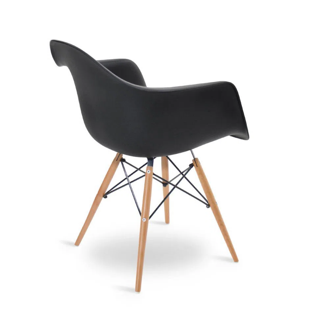 Cadeira Charles Eames com Braços Eiffel Quarto Escritório Sala Design Wood - Preta - 4