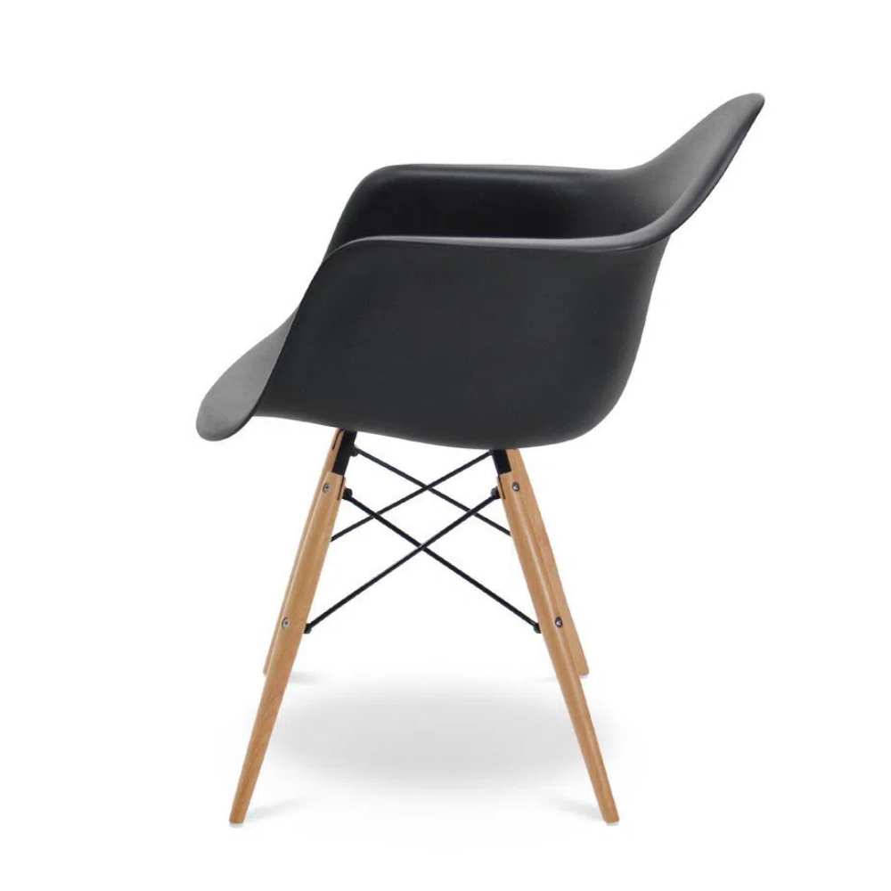 Cadeira Charles Eames com Braços Eiffel Quarto Escritório Sala Design Wood - Preta - 3