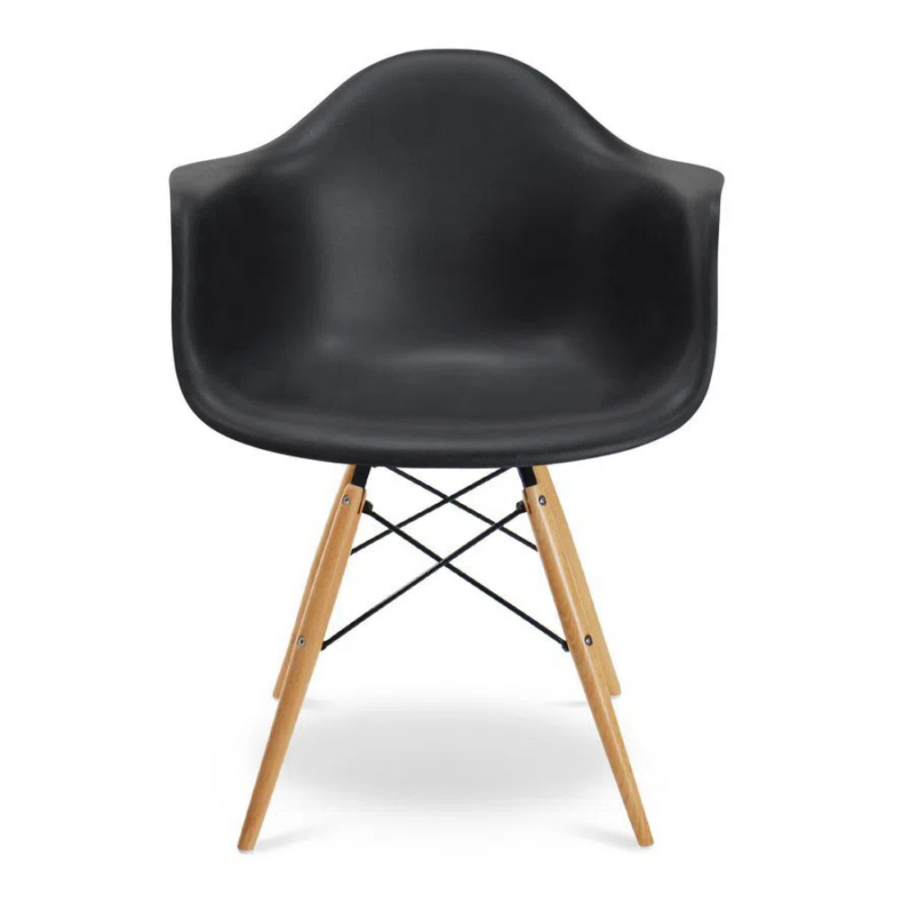 Cadeira Charles Eames com Braços Eiffel Quarto Escritório Sala Design Wood - Preta - 2