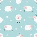 Ver imagem 5 de Papel de parede adesivo infantil azul bebê ovelha ovelhinha