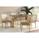 Ver imagem 1 de Mesa Cozinha Mila Premium Madeira Maciça C/ Tampo Madeirado C/ Vidro 160x90cm e 6 Cadeiras Lara
