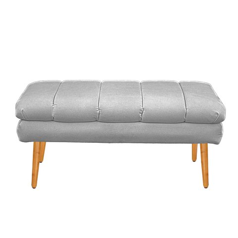 Puff Aparador Estofado Italy Decorativo Veludo Cinza Claro
