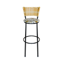 Ver imagem 4 de Jogo 3 Banqueta Alta Para Cozinha Ratan Palha Preta Estofado Floral Floral
