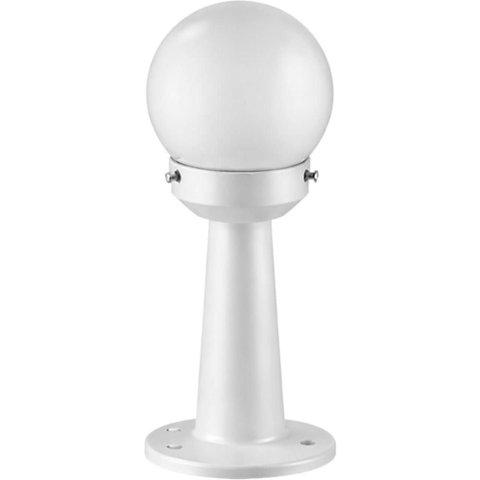 Poste Balizador Branco Luminária Globo em Termoplástico 43cm Jardim Quintal Bivolt