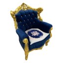 Ver imagem 5 de Par de Poltronas Clássicas Azul Escuro com Dourado Ideal para Hall e Sala 102x82x74cm