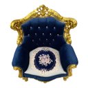 Ver imagem 4 de Par de Poltronas Clássicas Azul Escuro com Dourado Ideal para Hall e Sala 102x82x74cm