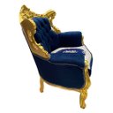 Ver imagem 6 de Par de Poltronas Clássicas Azul Escuro com Dourado Ideal para Hall e Sala 102x82x74cm