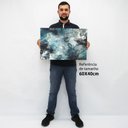 Ver imagem 2 de Quadro Decorativo em Canvas Abstrato Mármore Azul TACOLADO PAPEL DE PAREDE Moldura Flutuante 4,5cm F