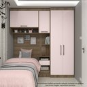 Ver imagem 1 de Quarto de Solteiro com Guarda Roupas Mesa de Cabeceira e Nicho Paris Luciane Móveis