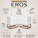 Ver imagem 3 de Kit 2 Mesas de Cabeceira Eros Branca 45cm 2 Gavetas Corrediça Telescopica e Pés de Ferro