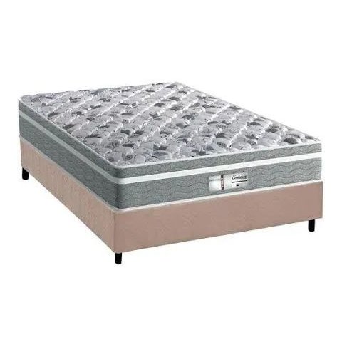 Cama Box Casal Base Suede Bege 38x138x188 Mais Colchão Probel Evolution