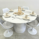Ver imagem 2 de Mesa de Jantar Cone Balonê Redonda 110 cm Tampo Marmorizado Carrara Base Branca Mesa de Jantar Cone