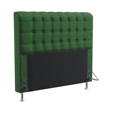 Cabeceira Estofada Decorativa Dama 195 Para Cama King Sued Verde Aradecor