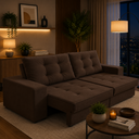 Ver imagem 1 de Sofá Retrátil 2 Lugares 1,50m com Molas Mara Suede Marrom