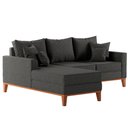 Ver imagem 2 de Sofá Beny com Chaise Esquerda, 3 Lugares, Estofado em Linho, Base em Madeira, 1,40x2,00m.