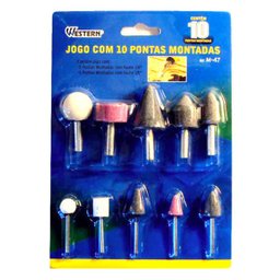 Kit Jogo Ponta Montada Aço Furadeira Esmeril Retifica 10 Peças - 2
