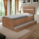 Ver imagem 1 de Cama Baú Larissa Solteiro Naturale e Off com Auxiliar e 02 Colchões Framar