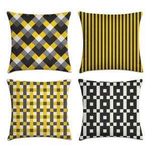 Kit 4 capas de almofada amarelo e cinza