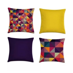 Kit 4 capas de almofadas Roxo e amarelo