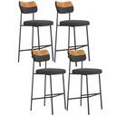 Ver imagem 1 de Kit 04 Banquetas Alta Bar Cozinha Sala Jantar Whisky Elira L02 Couríssimo Whisky Linho Chumbo - Lya