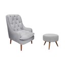 Ver imagem 1 de Kit Poltrona Lille e Puff Suede Cinza - Dominic Decor