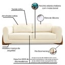 Ver imagem 4 de Kit Poltrona e Sofá 2 Lugares 1,80m Linho Bege Pés Castanho