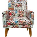 Ver imagem 2 de Poltrona Decorativa Infantil Para Quarto Sala De Brinquedos Suede Estampa Mônica Pé Castanho