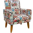 Ver imagem 1 de Poltrona Decorativa Infantil Para Quarto Sala De Brinquedos Suede Estampa Mônica Pé Castanho