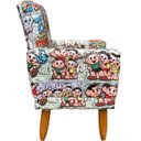 Ver imagem 3 de Poltrona Decorativa Infantil Para Quarto Sala De Brinquedos Suede Estampa Mônica Pé Castanho
