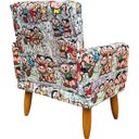 Ver imagem 4 de Poltrona Decorativa Infantil Para Quarto Sala De Brinquedos Suede Estampa Mônica Pé Castanho