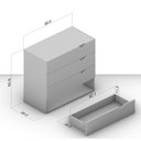 Ver imagem 3 de Cômoda Organizadora 90cm com 4 Gavetas 240823 Linha Porto Politorno